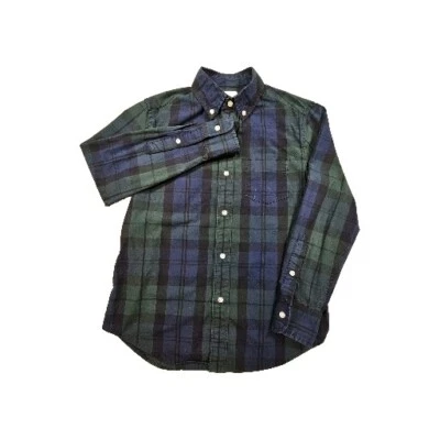 J.Crew Crewcuts Button Long Sleeve Collar Shirt Tartan Blue Green Youth Boys 10 - Image 1 of 4