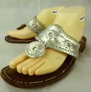 Jack Rogers Damen Sandalen Pantoletten US 9 Silber Navajo Leder Riemen Schuhe 4866 - Bild 1 von 11