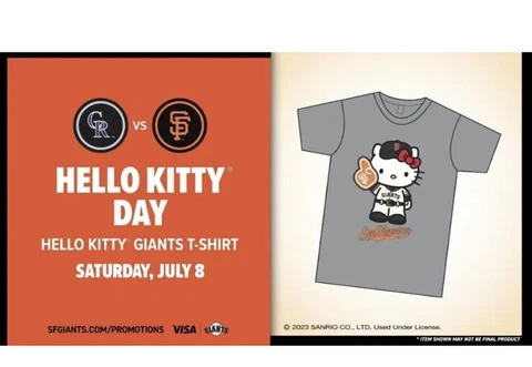 SF Giants HELLO KITTY SHIRT XL 2023 NEW San Francisco SGA X-LARGE Sanrio 🎁 Cover