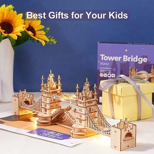 Rolife DIY Tower Bridge 3D Wooden Puzzle Game Assembly Toy Children Teen Adult - Picture 1 of 15