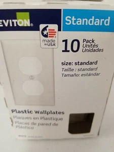 Pack Of 10 Leviton 88003-WMP 1-Gang Duplex Outlet Wall Plate, White (C4) - Picture 1 of 2
