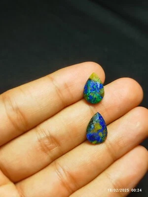 Azurite Faceted Pear 15x10 mm - Deep Blue-Green for Jewelry - Image 1 of 4