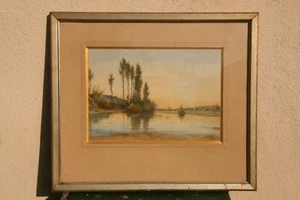 sehr schönes Aquarell Flussufer signiert und kommentiert an meinen Bruder Peretti ** - Bild 1 von 8