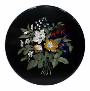 24 " Marmor Rund Mitte Tischplatte Pietra Dura Handwerk Mit Marmor Ständer - Bild 1 von 2