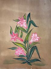 Indisch Rosa Blumen Handgefertigt Miniatur Malerei Kunstwerk Auf Papier PN8923