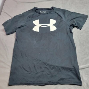 Under Armour Boys Heatgear Short Sleeve Black Camo T-Shirt Loose Fit Size XL - Picture 1 of 6