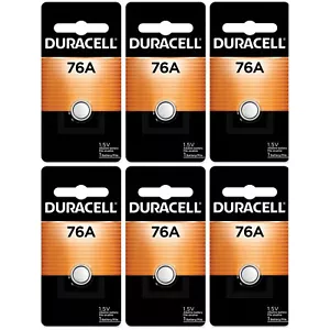 6 76A Duracell 1.5V Alkaline Button Batteries (LR44, A76, EPX76, PX76A, V136A) - Picture 1 of 1