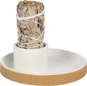 Ceramic Smudge Bowl Plate for White Sage Incense Candles Palo Alto Holder - Picture 1 of 4