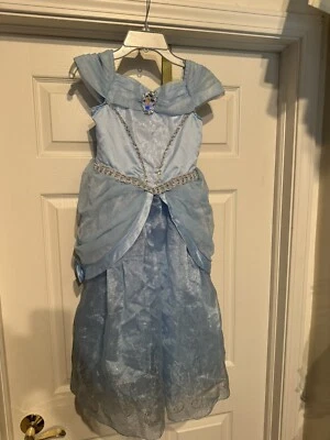 迪士尼公主灰姑娘服装儿童尺寸 4-6 蓝色银色传统 V2 — 第 1/4 张图片