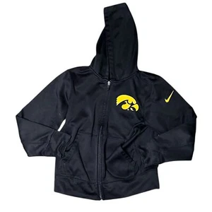 Nike Therma-Fit Hoodie Iowa Hawkeyes Full Zip Logo Black Gold Youth Small - Picture 1 of 7