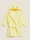 New Marks & Spencer M&S Pure Cotton Yellow Mix Duck Towelling Hooded Bathrobe