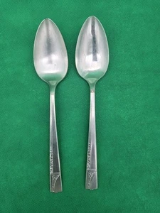 Nobility Plate Caprice Silver Plate 2 Serving Spoons Year 1937 Art Deco - Picture 1 of 3