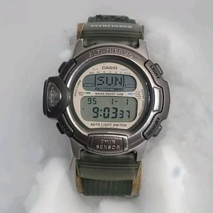 RARE Vintage Casio Pathfinder PAL-20 (1675 Digital Green Nylon Band NEW BATTERY  - Picture 1 of 10