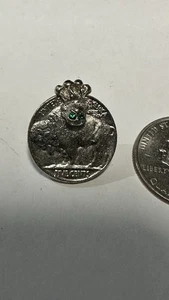 Royal Order Of Jesters Lapel Pin Billiken And Buffalo Nickel - Picture 1 of 2