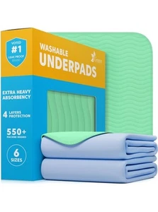 2er Pack 48x48 Zoll Waschbare Unterlagen Wiederverwendbare Inkontinenz Betteinlagen - Bild 1 von 7