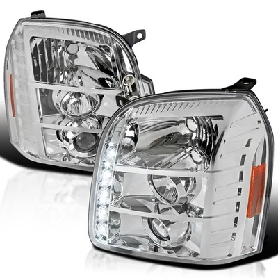 Clear Fits 2007-2014 Gmc Yukon Xl 1500 Denali Led Strip Projector Headlights L+R Foto 1 de 4