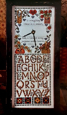 Cross Stitch Pattern THERE Is A SEASON Mantle CLOCK Bible Verse Folk Art Theme - Image 1 of 4