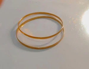 2PC SET 14K SOLID YELLOW GOLD 3MM BANGLE BRACELETS ((B85)) - Picture 1 of 5