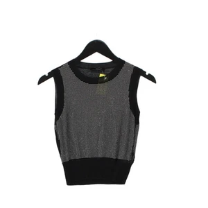 Diesel Women's T-Shirt S Black Cotton with Nylon Sleeveless Crew Neck Basic - Picture 1 of 6