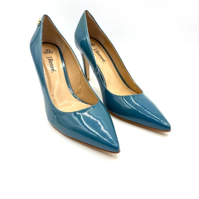 EUC J. Renee Pumps 3" Spike Heel Turquoise Patent Leather Size 10 Foto 1 de 4