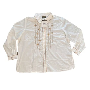 Blusa Vintage Bob Mackie Usable Arte Zodiaco Horóscopo Blanco Botón Top Talla 1X - Imagen 1 de 24