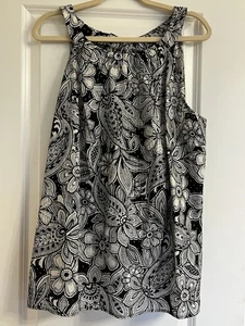 Blusa Talbots 2X negra/blanca/dorada metálica sin mangas nueva con etiquetas - Imagen 1 de 9