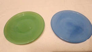 Vintage Akro Agate Toy Tea Dishes Green and blue Plates Saucer Mini Plates - Foto 1 di 6