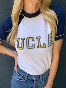 1970s VINTAGE 70s UCLA BRUINS RINGER TEE T-SHIRT MEN SZ S VELVA SHEEN TAG - Picture 1 of 17