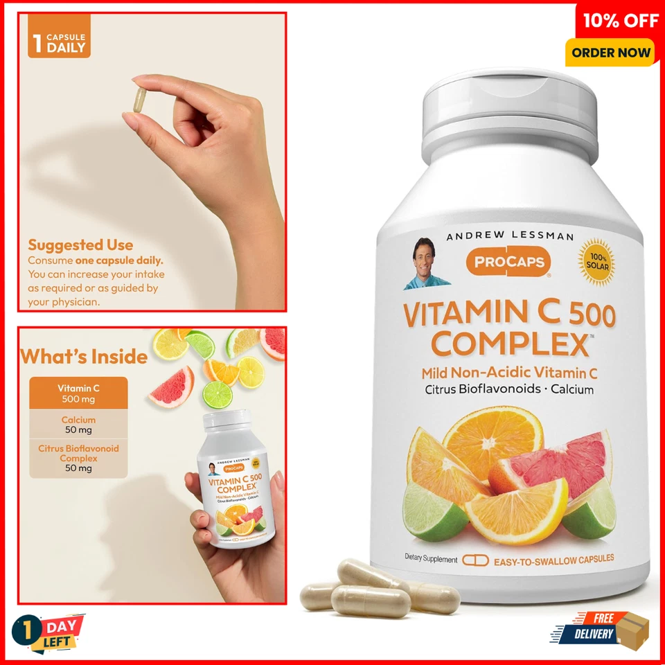 Vitamin C 500 Complex 360 Capsules Non-acidic VitaminC Plus Citrus Bioflavonoids