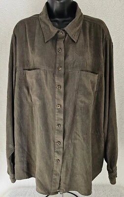 St John's Bay Womens Shirt Top Blouse Size 24W Button Down Long Sleeve Sueded - Image 1 of 4