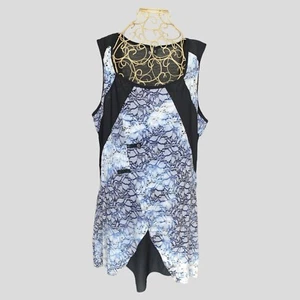 TS Taking Shape Tunic Dress Womens Size S Blue Floral Lace Crochet Sleeveless - Picture 1 of 10