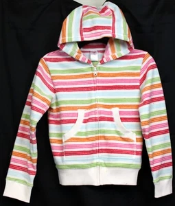 NWT 2007 Gymboree Cupcake Cutie Striped Fleece Hoodie sz 12 Jacket Girls Pockets - Picture 1 of 7