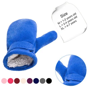 Kids Gloves Skin-friendly Elastic Boys Girls Windproof Fastener Tape Gloves Soft - Picture 1 of 19