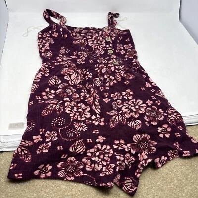 Macacão Aeropostale Feminino Meninas Romper Floral Vermelho Uma Peça com Bolsos Tamanho M - Imagem 1 de 4