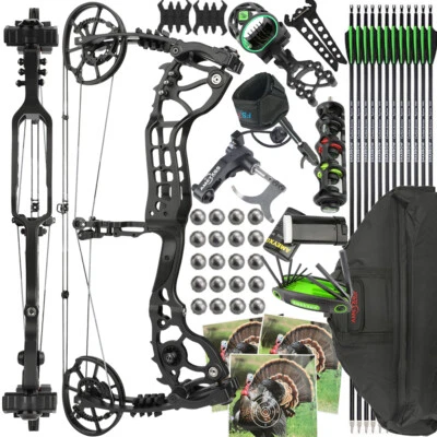 Dual-use Compound Bow Kit 20-70lbs Adjustable Archery Bow Hunting Shooting RH LH - Image 1 of 4