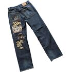 Karakuri Tamashii Fujin Raijin Denim Jeans Indigo Size 32 Japan Culture