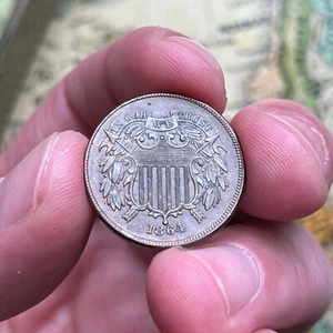 1864 2C Large Motto Two Cent Piece - Picture 1 of 4