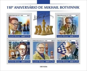 CHESS Grandmaster MIKHAIL BOTVINNIK Sport 5v-Stamp Sheet #142 2021 Guinea-Bissau - Picture 1 of 1