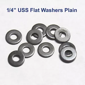 1/4" USS Flat Washers Plain Steel IN OIL QTY 100, 250, 1000, 2500PCS - Picture 1 of 2