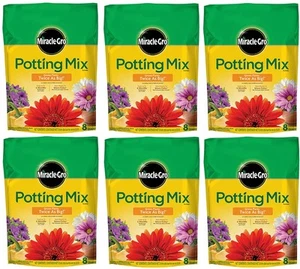 (6) bags Miracle Gro 75678300 8 Quart Potting Soil Mix w Micromax Plant Food - Picture 1 of 2