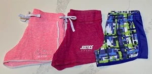 Girl's Active Shorts 2 Justice Size 10 and 1 Reebok Size Medium 3 Pair Lot - Picture 1 of 11