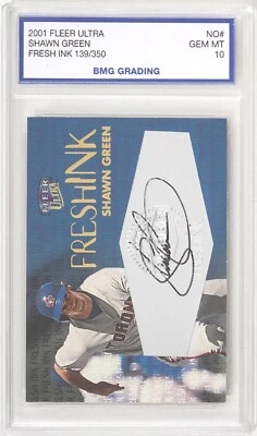 2001 Fleer Ultra Shawn Green Fresh Ink Graded 10 Baseball Card Gem Mint - Image 1 of 3