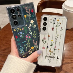 Für Samsung S24 S23 S22 Ultra S21 S20 FE Stoßfest Blumen Durchsichtig Case Cover - Zdjęcie 1 z 21