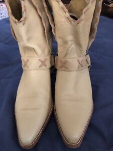 Vintage Flings Cherokee Women Tan Soft Deer Leather  Western Ankle Boots 6.5