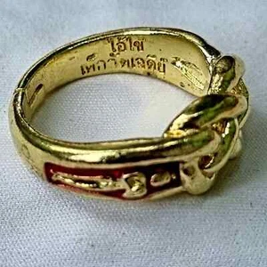 Ring Kuman Thong I Kai Wat Jedee Temple Free Size Adjustable Thai Amulet - Picture 1 of 4