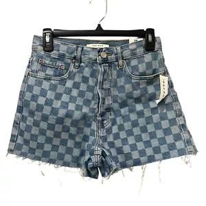 NEW Pacsun Denim Shorts Womens 26 Ultra High Rise Vintage Checkered 90s Festival - Picture 1 of 7