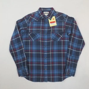 Ariat Shirt Boys Large Blue Red Plaid Flannel Retro Fit L/S Western Pearl Snap - Picture 1 of 15