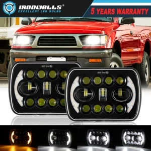 2Pcs 7X6" 5X7" LED Headlights DRL Running / Turning Light For Jeep Toyota Nissan - Picture 1 of 12