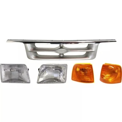 Fornt Grille Assembly Headlights Kit For 1995-1997 Ford Ranger Corner Plastic Foto 1 de 4