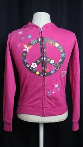 Sudadera con Capucha Floral Y2K Children's Place Rosa Caliente Signo de la Paz Niñas 10/12 Grande De Colección - Imagen 1 de 4
